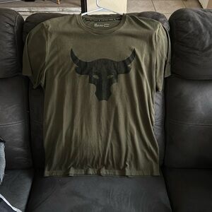 Olive Green Under Armour Project Rock T Shirt